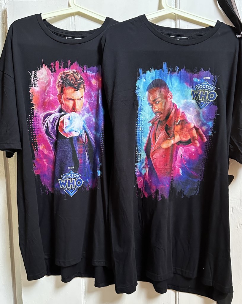 Which to wear tonight?! I’ve absolutely loved seeing David back, he’s been amazing..but I’m also really looking forward to finally seeing Ncuti as our new Doctor! So Tee Fourteen? Or Tee Fifteen? #DoctorWho