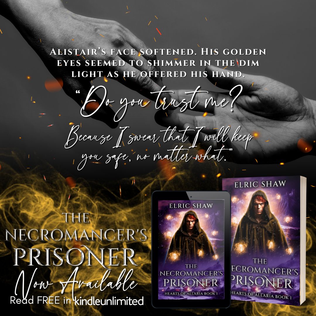 bookstattoostea's tweet photo. When Light meets Dark, the resulting conflagration may burn bright…or fizzle to ash.
The Necromancer's Prisoner by Elric Shaw
Hearts of Allaria, Book 1
📖 https://t.co/iQrO0oWNzq
#TheNecromancersPrisoner #ElricShawAuthor #Fantasy #MMFantasy #DebutRomance #OutNow #GRRTours https://t.co/LCXt0it1iJ