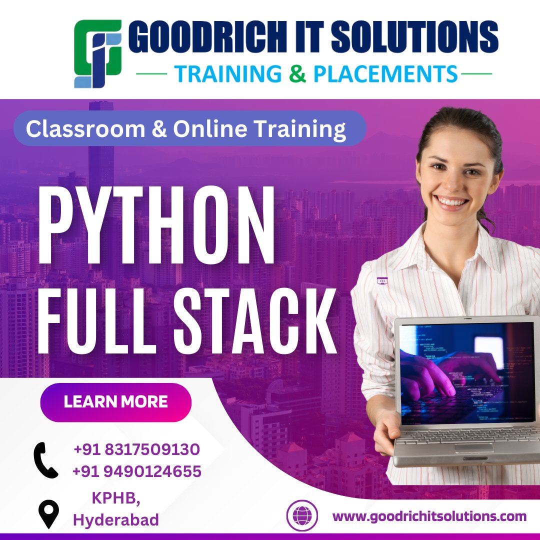 monopolyit's tweet image. We Provide Training with 100% Job Python Training
Reach US :
+91 8317509130
+91 9490124655
goodrichitsolutions.com
#python #pythonprogramming #pythonfullstackdeveloper #pythontraining #pythontraininginstitute #pythonfullstack #training #trainingandplacement #goodrichit
