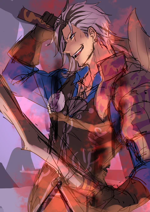 なーんも描けんからいっそ普段描かんキャラでも描くかって思ってベルおじ描こうとしてたけどこの人の服どうなってんだい?? 