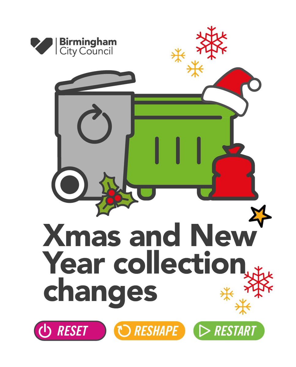 Christmas and new year waste collection plans have now been finalised♻️ 💚 🎅

Find out how your bin collections are affected over the festive season here: orlo.uk/ChristmasColle… 

#KeepBrumTidy