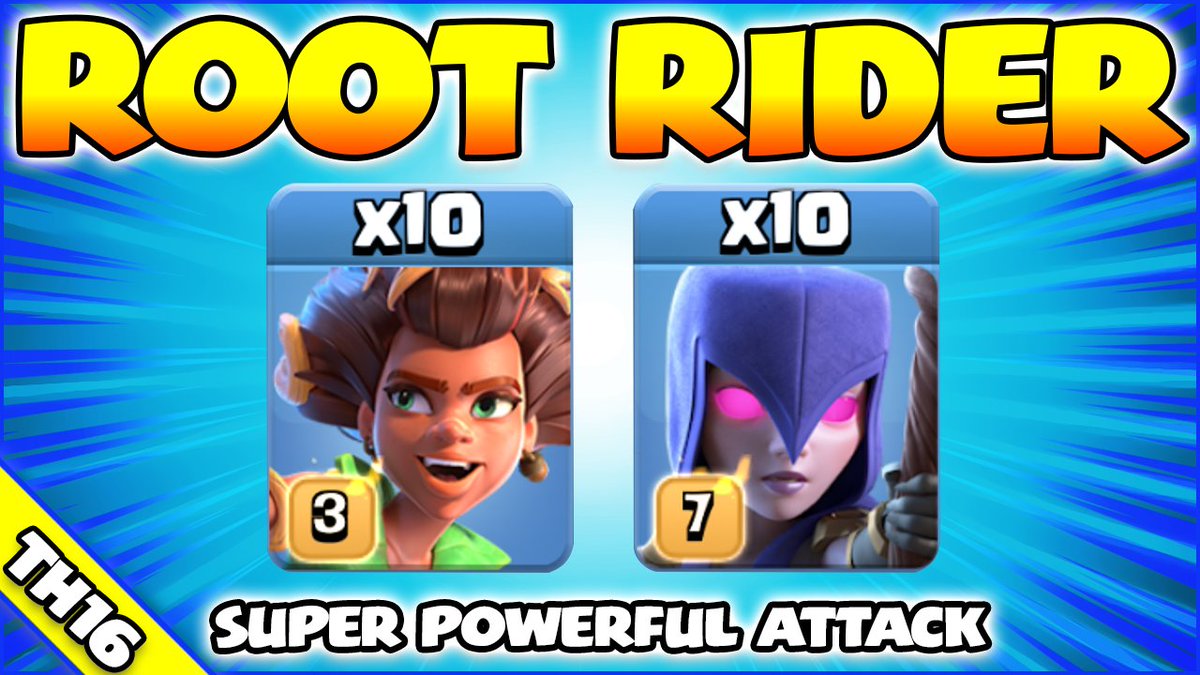SirMooseGaming's tweet photo. Check out the new ROOT RIDER in action (It's AMAZING). Video Here: https://t.co/7OMG3VZkqI #RootRider #ClashOfClans #Th16Attack https://t.co/y6ChDG03JH