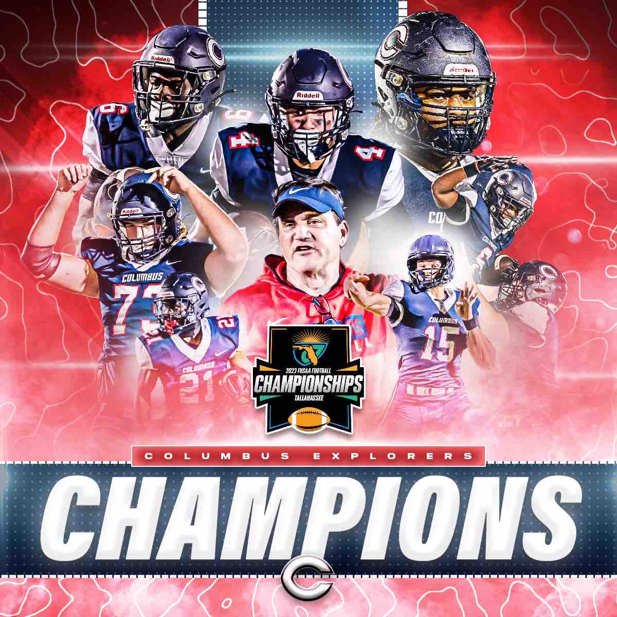 Columbus_Alumni's tweet photo. Siri, cue up Queen’s ‘We are the Champions’ victory anthem – we’re the Back to Back FHSAA 4M Football State Champions 🏆🏆
#CPride #Adelante https://t.co/ln4hY5nO3R