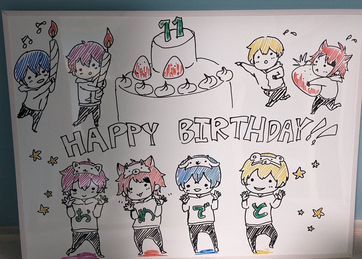 ponkotume's tweet photo. 姪っ子の誕生日でした。
すとぷりとは…ってなってる姉と私と２人で用意
色があってイチゴあったら良いんでしょ!っていう姉クオリティ。

こうゆうの懐かしい…
学生の頃にキャラ弁とか作りあってたな… https://t.co/UpgKqSvko0
