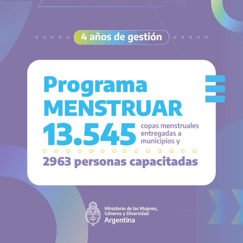 MinGenerosAR's tweet photo. 💜 En estos 4 años de gestión, con el Plan 1000 Días y el Programa Menstruar  garantizamos que miles de mujeres y LGBTI+ de todo el país accedan de forma igualitaria a productos de gestión menstrual y a kits de lactancia. 🩸 🍼