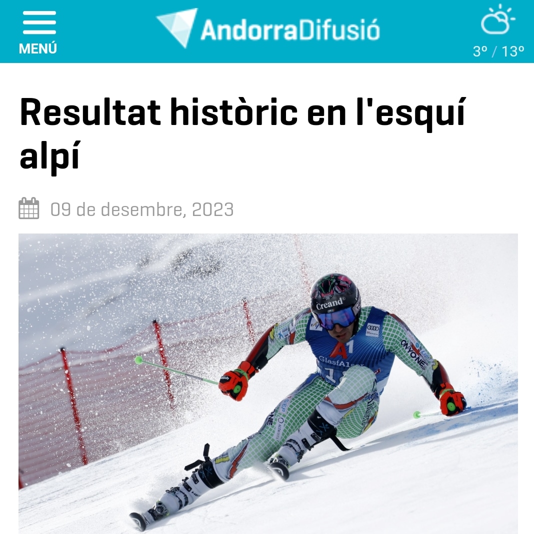 Joan Verdú ha pujat al podi a la Copa del Món de Val d'Isere. Aquest és el millor resultat de l'esquiador i de la història de l'esquí andorrà!