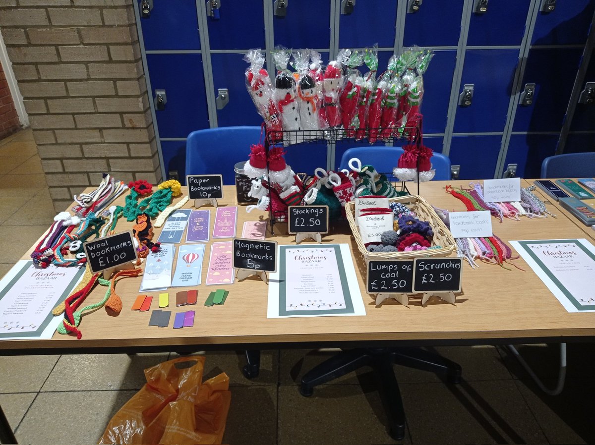 Thank you to everyone who supported us at the @DenbighSchoolMK Christmas bazaar last night! We will be selling second hand books and laminated bookmarks in the library for a week starting Monday!