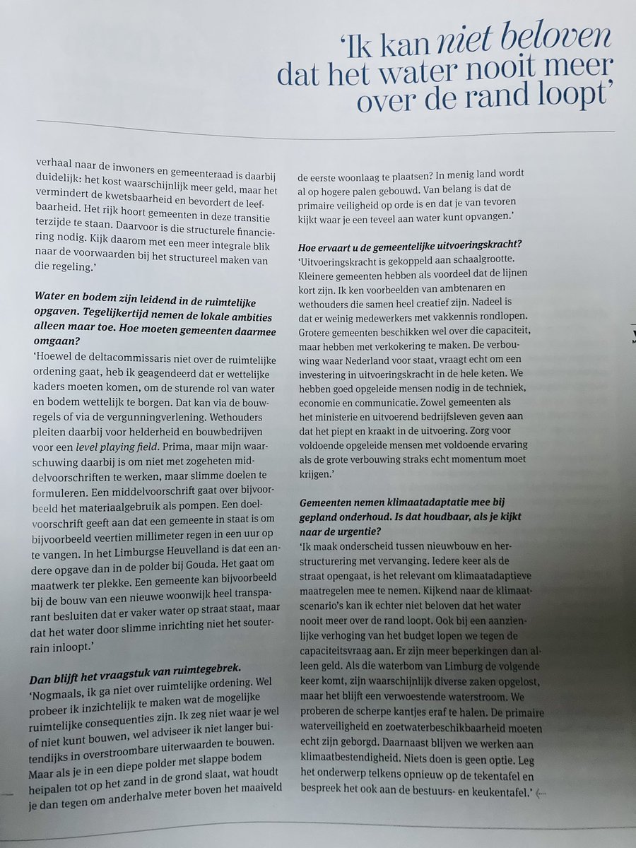Hoe complex waterproblemen zijn legt #Deltacommissaris Glas uit in <a href="/vng_magazine/">VNG Magazine</a> (slechts één vd vele uitdagingen!) #wegkijken is dodelijk, #geitenpaadjes gevaarlijk, #aanpakken noodzakelijk!
Hoe gaan @Geertwildersp10 , <a href="/lientje1967/">Caroline van der Plas</a> &amp; <a href="/PieterOmtzigt/">Pieter Omtzigt</a> om met t #klimaatfonds?