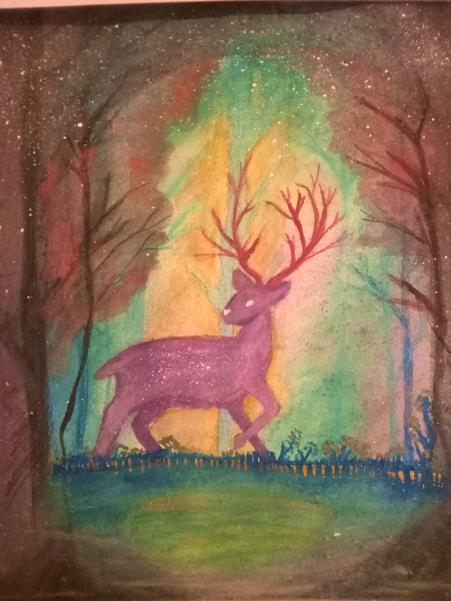 Llamaloupe's tweet photo. For #DecemberDechART prompts 8 and 9 : Tree + Good Mammal. #watercolor and #gouache painting. #dechartgames https://t.co/9YPnjSu8z6