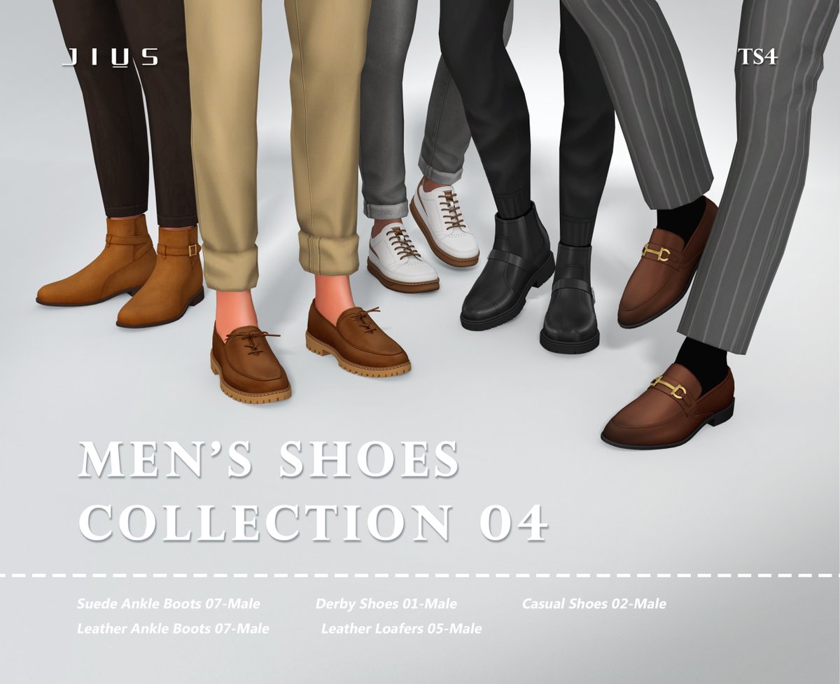[Jius]Men's shoes Collection 04
 Patreon ( Early access )
❤️Public release on 30 December, 2023 ❤️
patreon.com/posts/94362841
#thesims4 #thesims4cc #ts4 #ts4cc