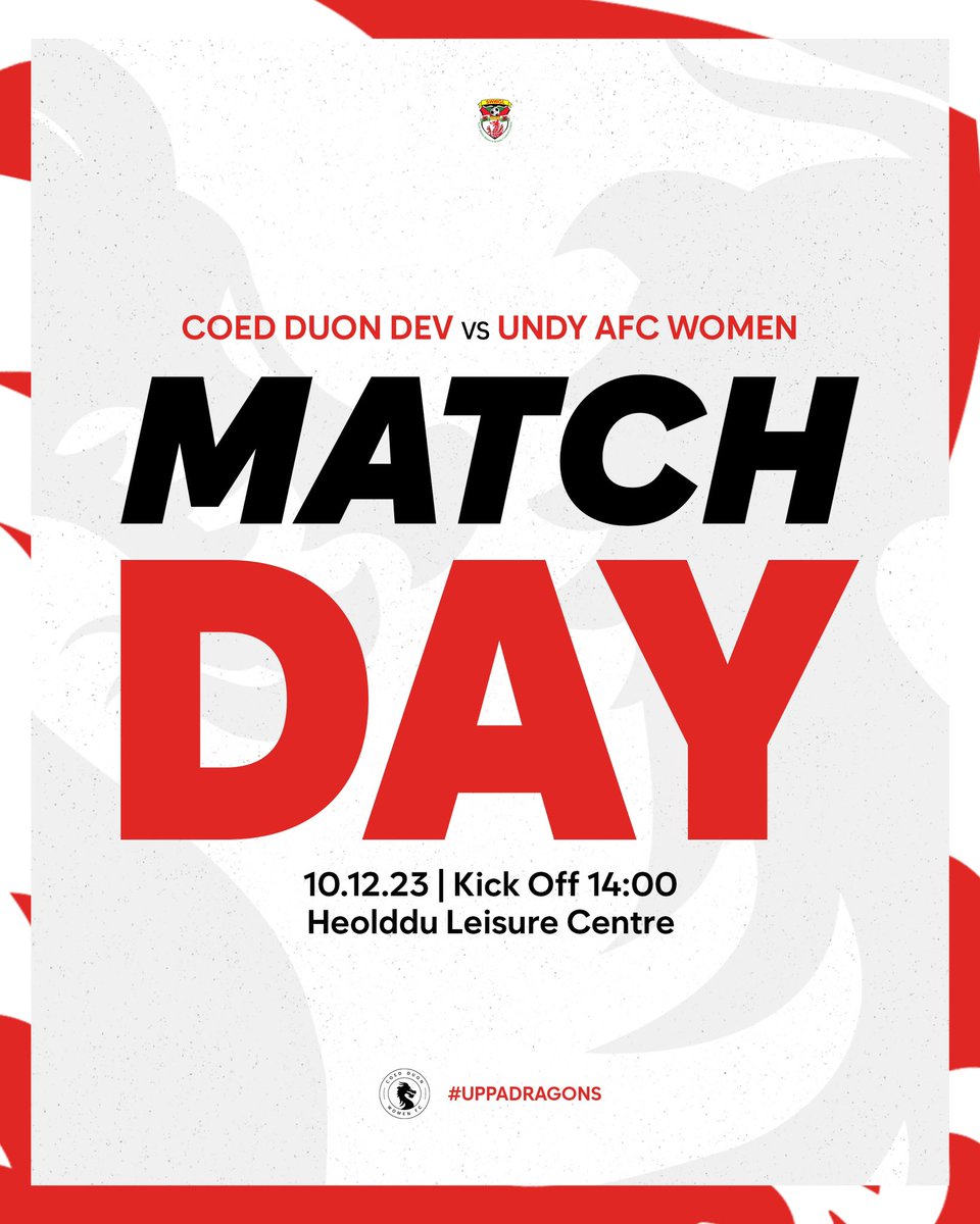 ⚽️ | Tomorrow Our development team welcome Undy to Bargoed for their next league game. 🆚 @UndyAFCWomen 🏆 SWWGL 🏟️ Heolddu 3G ⏰ 2.00 pm KO #uppadragons🔴⚫🐉⚽️ 🎨 | @julianogrfx @newyorkwelsh | @jerseyforall | @thelibertynyc