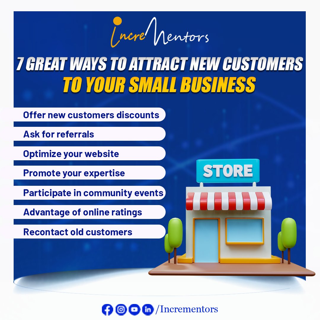 Boost your Business: 7 Proven Strategies to Draw New Customers. #smallbusinessgrowth #customerattraction #businesspromotions #referralpower #websiteoptimization #showcasexpertise