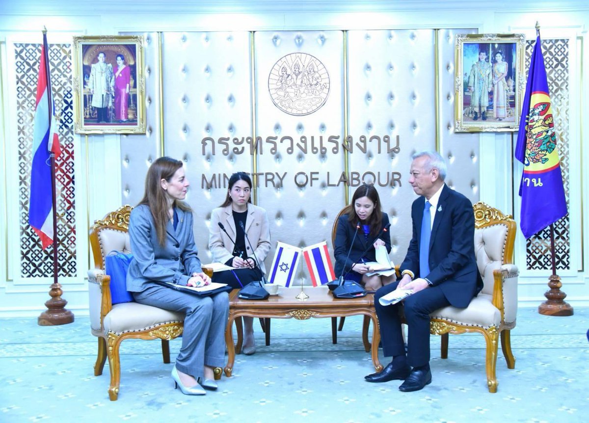 osagiv's tweet photo. Yesterday I met with Mr. Phiphat Ratchakitprakarn, Thailand’s Minister of Labour, and discussed with him the possibility of future return of Thai workers to Israel.

Thai workers were the most affected foreign citizens in the #Oct7Massacre. Since then, Israel has been supporting the Thai workers who chose to stay in Israel, and the families of the Thai victims of the brutal terror attack, conducted by #HamasIsis terrorists.