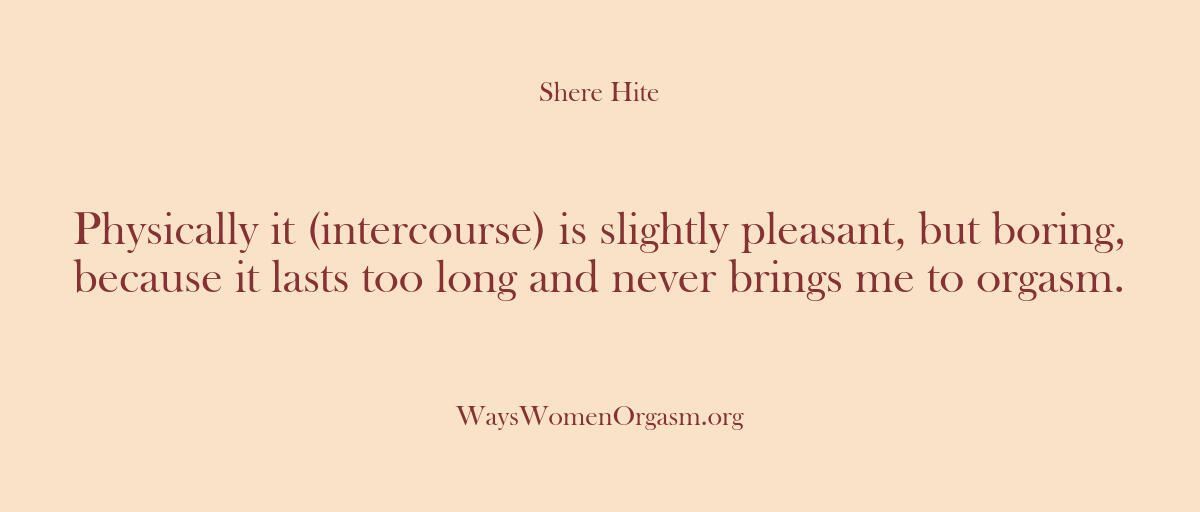 LrnAbtSexuality's tweet photo. Uncover intriguing discoveries on the topic of female orgasm from this excerpt from 'The Hite Report', a groundbreaking #SexResearch study. Learn, share, and empower! #SexualFindings #WomenEmpowerment https://t.co/HZ4fThHFxC