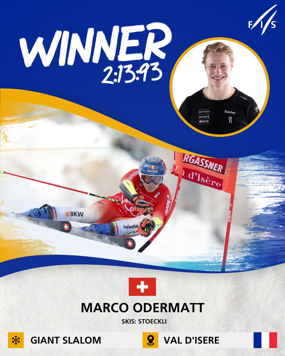 fisalpine's tweet photo. What a fantastic race in Val d'Isere. 🤩 La face of Bellevarde has been conquered. Marco Odermatt is the first man to win four successive World Cup giant slalom events since Marcel Hirscher. The podium is completed by Marco Schwarz 🇦🇹 and by Joan Verdu 🇦🇩 who claimed his first-ever World Cup podium 💪 Congratulations!!!

#fisalpine