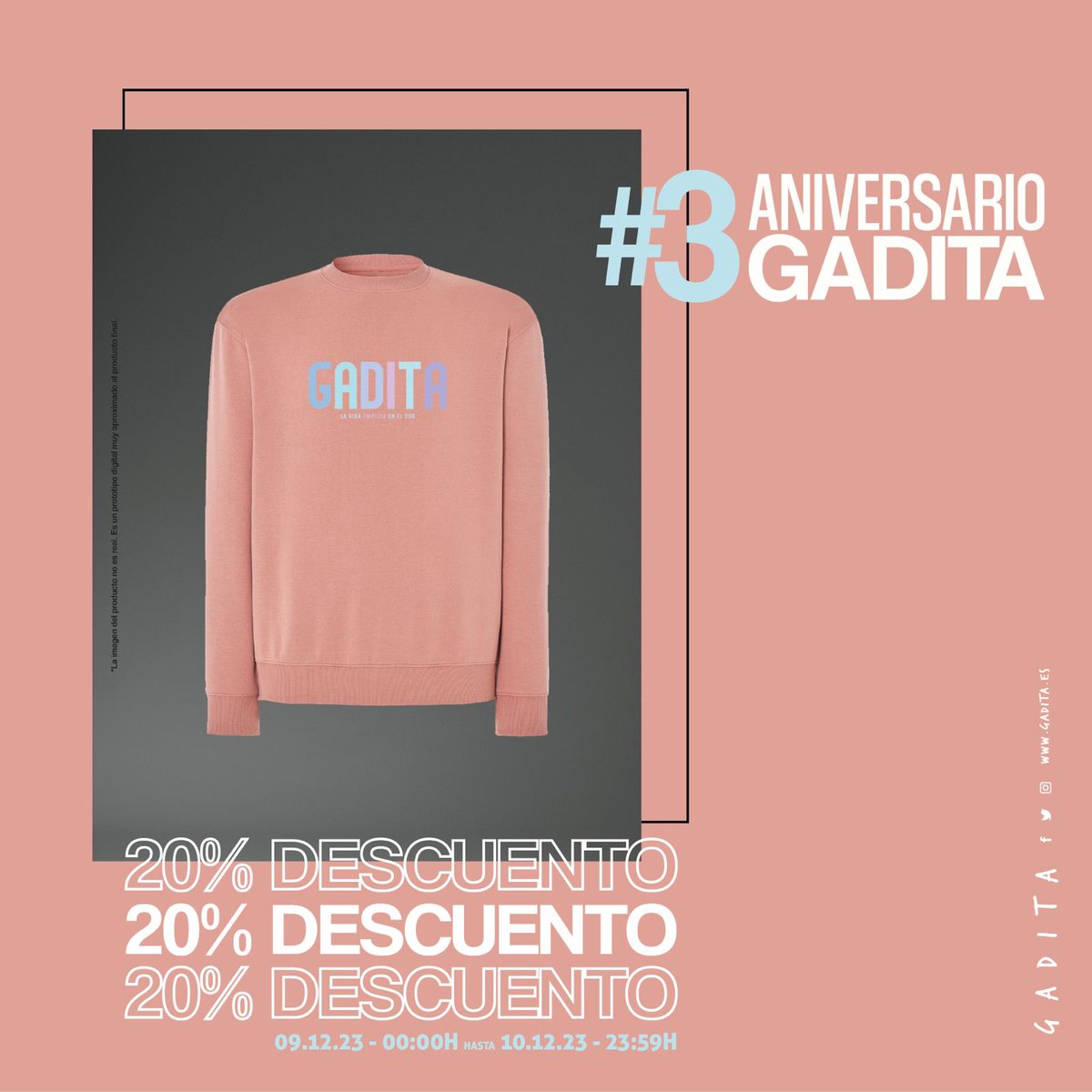 𝗧𝗘𝗥𝗖𝗘𝗥 𝗔𝗡𝗜𝗩𝗘𝗥𝗦𝗔𝗥𝗜𝗢

Descuentos del 20% por el #3AniversarioGadita en toda la colección 🫶🏻

Disponible hasta el 10.12.23 a las 23:59h

gadita.es
📲 654 411 707
📍 C/ Beato Diego de Cádiz, 11.

#Cadiz #Casual #Gadita #Estreno #NuevaTemporada #Invierno