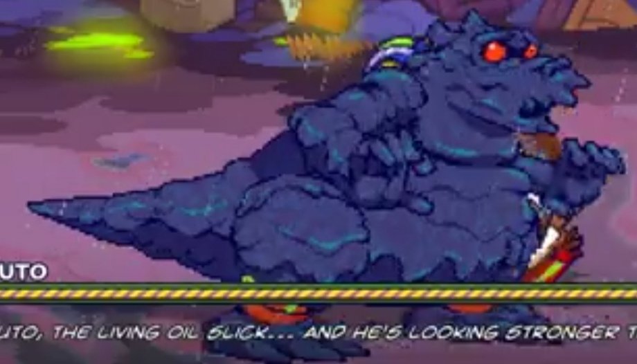 BORUEIRE's tweet photo. I saw gameplay of the new 'Toxic Crusaders' demo on Steam and I stumbled on his BIG oil monster who looks like a cross between Mefudoka from 'Heart of Darkness' and 'Hanna Barbera's Godzilla. #toxiccrusaders #tromaville #polluto https://t.co/IS39zF4a9G