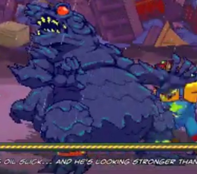 BORUEIRE's tweet photo. I saw gameplay of the new 'Toxic Crusaders' demo on Steam and I stumbled on his BIG oil monster who looks like a cross between Mefudoka from 'Heart of Darkness' and 'Hanna Barbera's Godzilla. #toxiccrusaders #tromaville #polluto https://t.co/IS39zF4a9G