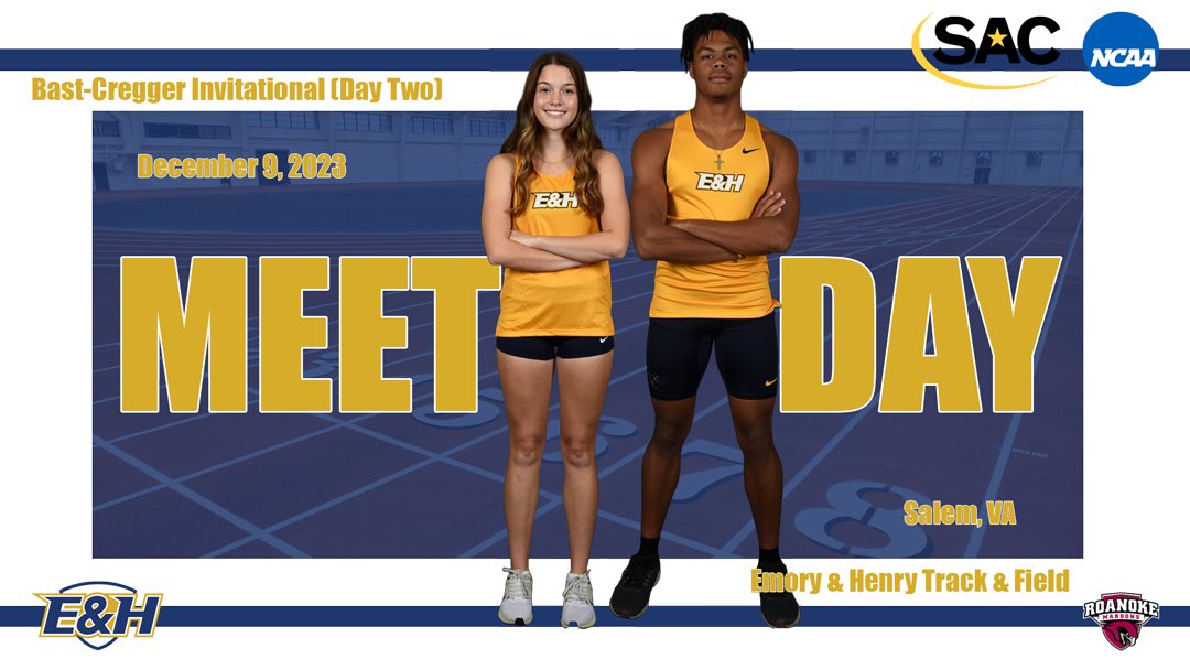 EmoryHenry_XCTF's tweet photo. Meet Day πππ
π: Bast-Cregger Invitational (Day Two)
β°: 11:00am
π: Kerr-Cregger Field House
π«: Roanoke College
π: Salem, VA
β±: https://t.co/RQn1lg2UrF
#GoWasps | #StingersUp | #BlueCollarGoldStandard | #EHCXCTNF |#MakeSACYours | #SACWTF | #SACMTF | #NCAAD2 https://t.co/GPjyoO4jR7