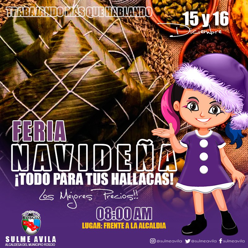 #09Diciembre La Feria Navideña llega este #15Diciembre y #16Diciembre  ¡TODO PARA TUS HALLACAS AL MEJOR PRECIO!!!! a partir de las 8:00am al frente de la Alcaldía. #TrabajandoMásQueHablando