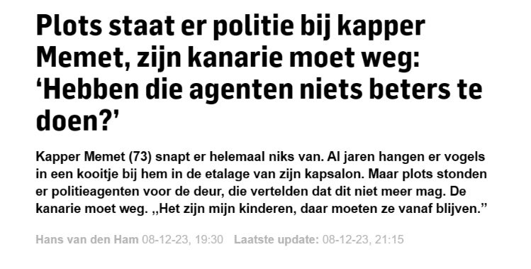 Kapper moet na jaren van de politie zijn kanaries verwijderen 😳🤣

Kunnen ze die agenten niet beter naar #TerApel sturen? 

O nee, personeels tekort en bezuinigingen en zo 🙄🤮

#stopmigratie #SteunTerApel #stuurzeterug