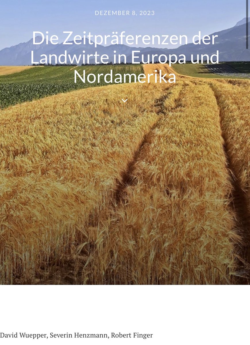 Robert Finger (@robertfinger1) on Twitter photo Measuring farmer time preferences: A systematic literature review for Europe and North America
ICYMI new <a href="/aecp_eth/">AECP</a> & <a href="/Land_Economics/">Land Economics @ Uni Bonn</a> Paper led by <a href="/DavidWuepper/">𝙳𝚊𝚟𝚒𝚍 𝚆𝚞𝚎𝚙𝚙𝚎𝚛</a> with S. Henzmann
Paper doi.org/10.1002/jaa2.97
Blog agrarpolitik-blog.com/2023/12/08/die… Measuring farmer time preferences: A systematic literature review for Europe and North America
ICYMI new <a href="/aecp_eth/">AECP</a> & <a href="/Land_Economics/">Land Economics @ Uni Bonn</a> Paper led by <a href="/DavidWuepper/">𝙳𝚊𝚟𝚒𝚍 𝚆𝚞𝚎𝚙𝚙𝚎𝚛</a> with S. Henzmann
Paper doi.org/10.1002/jaa2.97
Blog agrarpolitik-blog.com/2023/12/08/die…