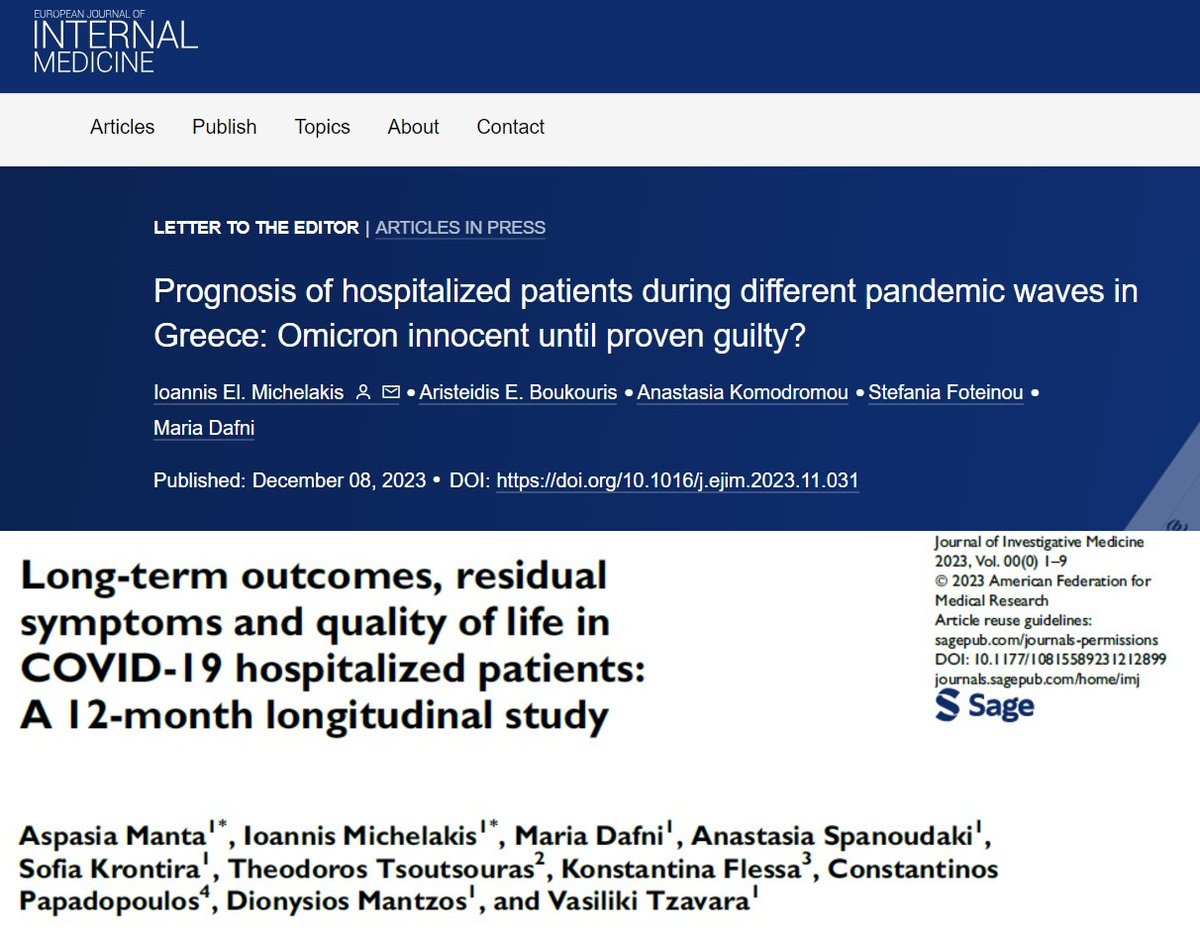 Happy for our published work and experience with more than 1100 #COVID hospitalized patients, monitoring their in-hospital progression, but also their outcomes, symptoms and #qualityoflife for 12 months after discharge.
Available on:ejinme.com/article/S0953-…