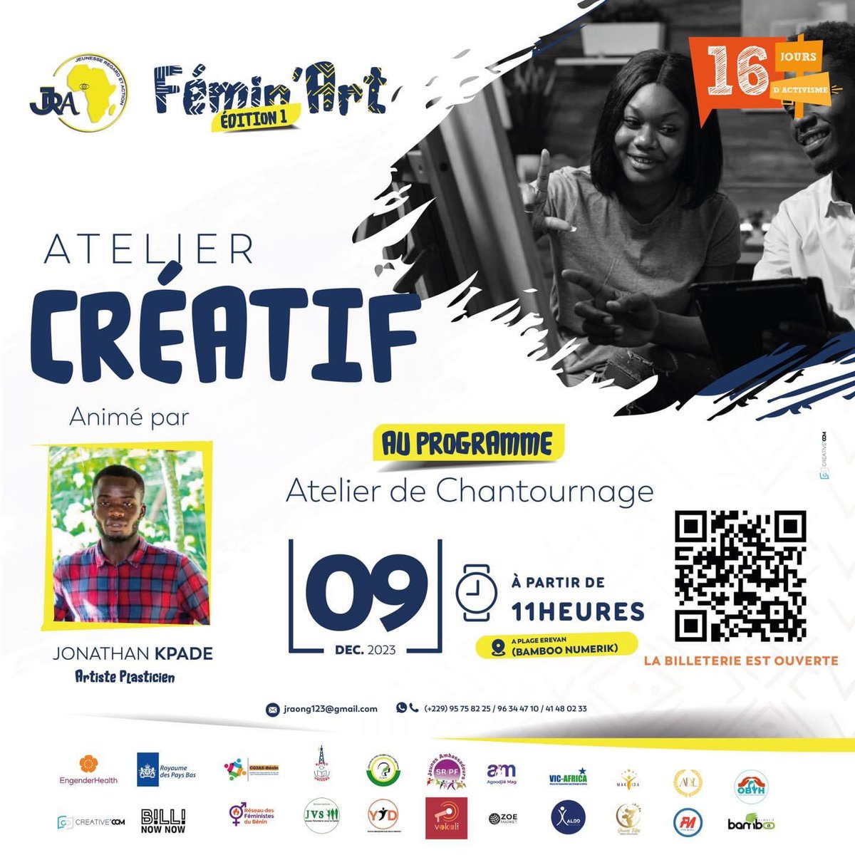 ONG_JRA's tweet photo. Fémin'Art se poursuit 😋
Jonathan Kpadé,  anime cet atelier avec d’autres jeunes artistes plasticien. Les peintures au contact des tableaux pour nous ressortir de belles œuvres... 
Téléchargez votre pass gratuitement ici
https://t.co/fY6rH83cYk
#Blogger229 #icicestjra #feminart https://t.co/rLIMAKUKsT