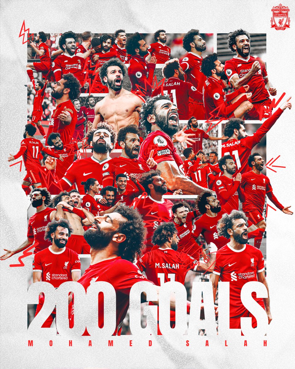 2️⃣0️⃣0️⃣goals for the Reds 😍 Simply incredible. Simply @MoSalah. 👑