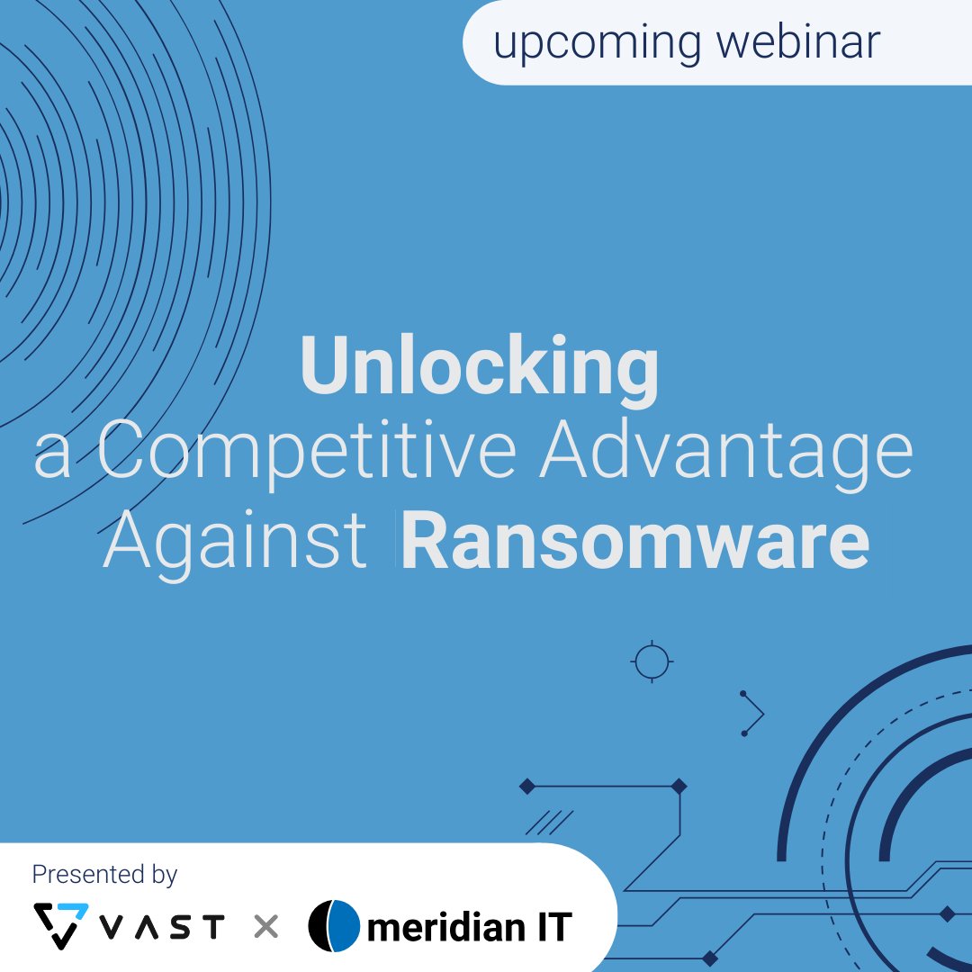 Ransomware is a serious issue, but there are solutions! Join us to learn how Meridian IT and Vast Data can help protect your organization, giving you the competitive advantage you need to focus on more valuable initiatives. Sign up here:  hubs.ly/Q02cpFgx0