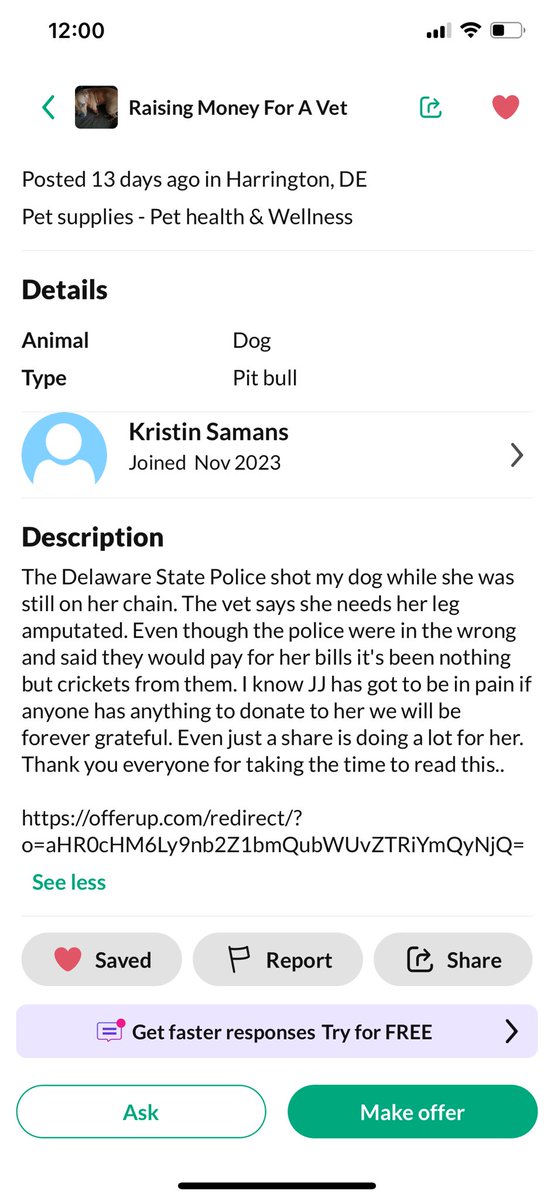 #delawarestatepolice shoot dog and leave it to suffer while owner is forced to beg for donations for its #vetbills and #medicalcare. #Delaware #petowners #dogmom #dogs