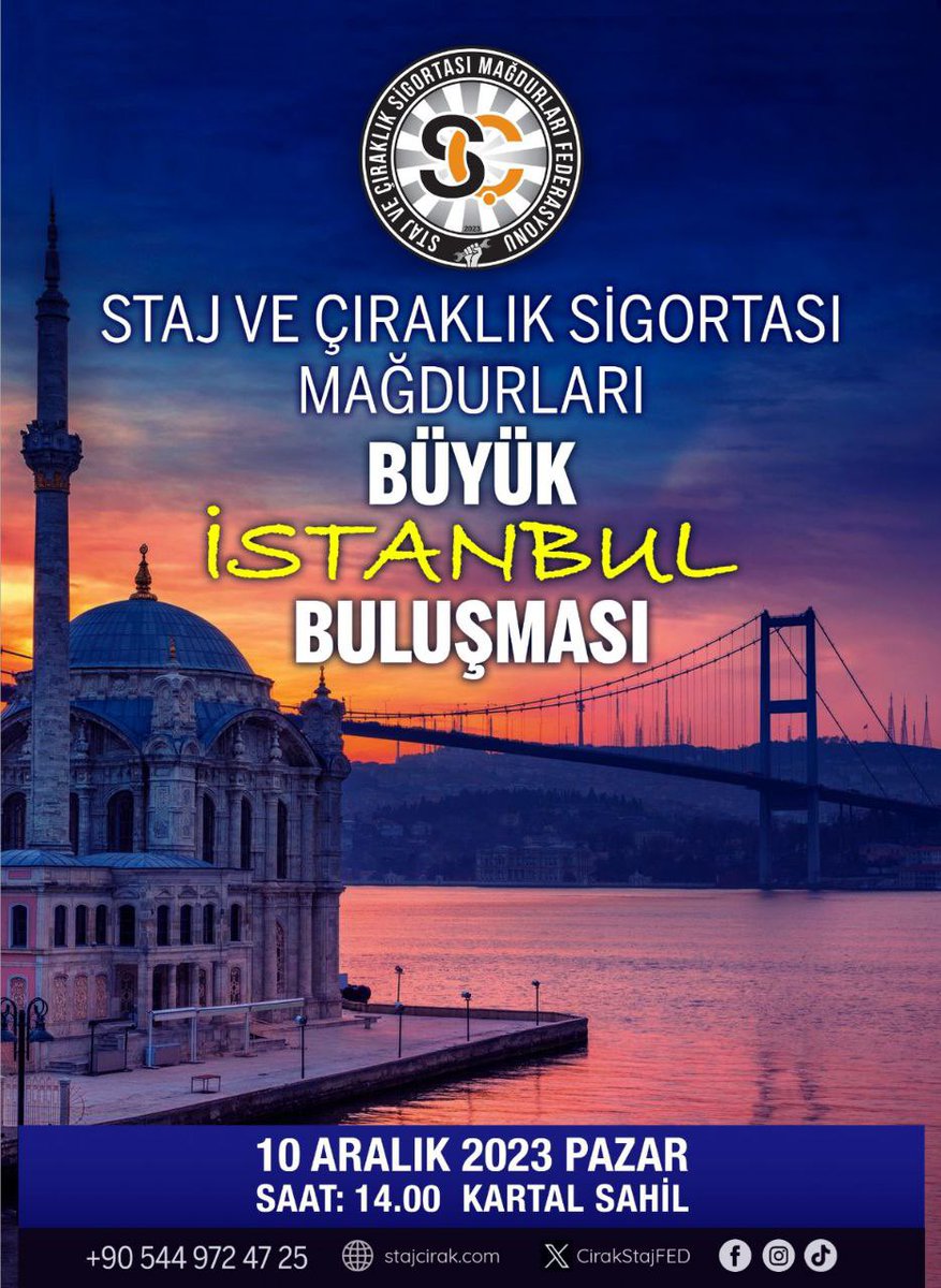 Yarın İstanbul Mitingine gelecek bütün arkadaşlara
Hayırlı Yolculuklar 
Yarın meydanlarda!

Staj ve Çıraklık Mağdurları 

Son 1 Gün
 #ÇırakStajyerMitingeYürüyor