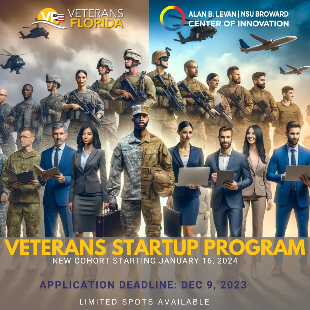 Final Call, Veteran Entrepreneurs! 🚀 Today's your last chance to join our 10-week tech startup program at the Levan Center. Transform your ideas into reality! Apply now: bit.ly/ACCELERATE4 #VeteransInTech #StartupJourney #LevanCenter