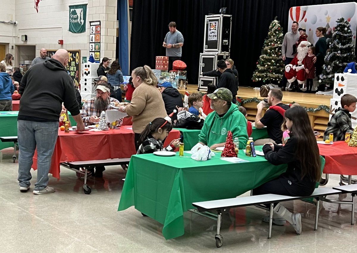 Celebrating the holiday season at the Sunset PTA Breakfast with Santa!