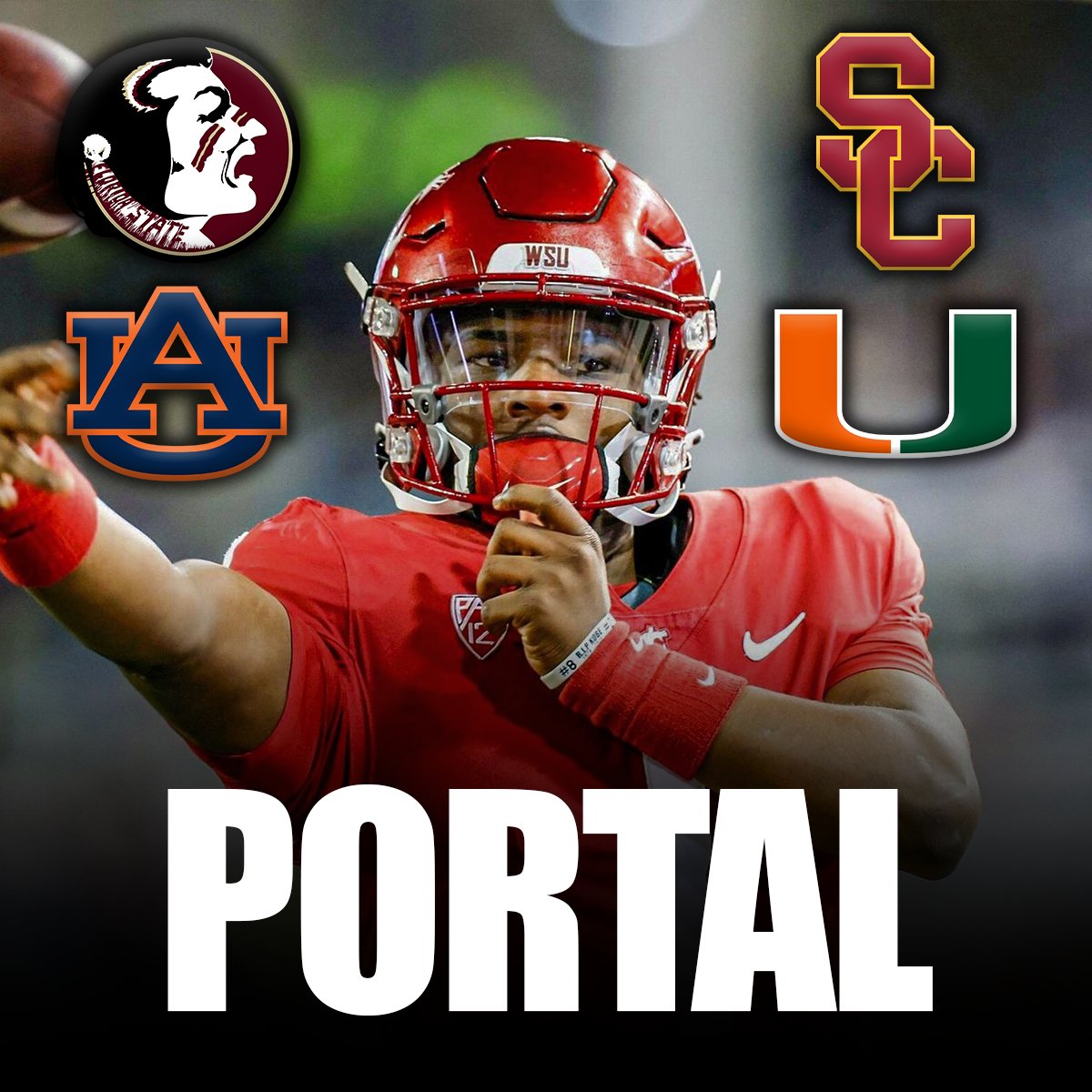 🚨 | BREAKING: The #1 QB in the Transfer Portal is narrowing down his recruitment.. It's being reported that there's only FOUR teams left with a realistic shot at landing Cam Ward: 🏈 Florida State Seminoles 🏈 USC Trojans 🏈 Auburn Tigers 🏈 Miami Hurricanes (Via @CougfanCOM)