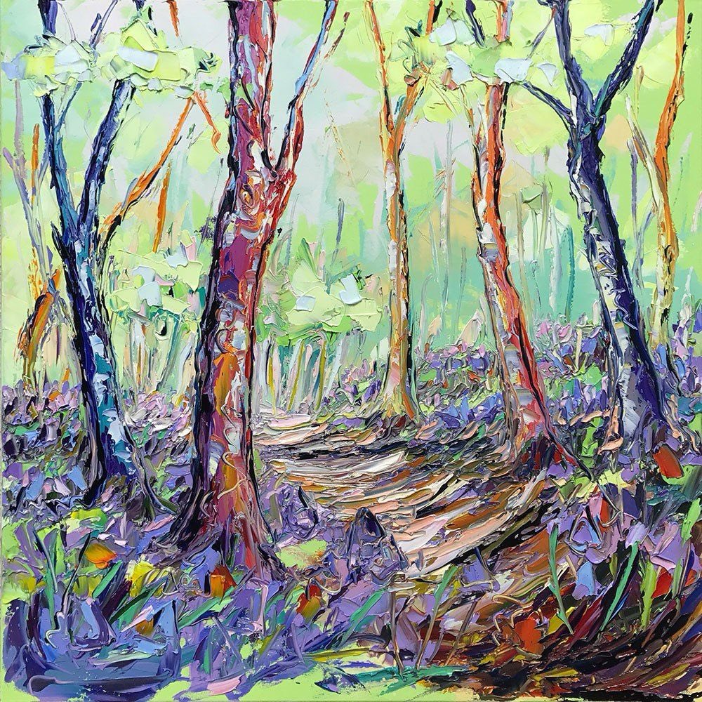 Just gone to a loving new home. ‘Bluebell Wood’ 80cm x 80cm #contemporaryart #cornwall #artforsale