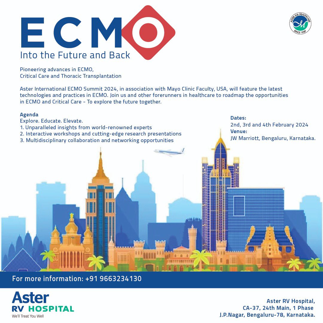 💡🌍 Unlocking the Future of ECMO: Join Us in Bangalore, February 2024! 🌟

Let's embark on a journey to redefine ECMO therapy and elevate critical care to new heights. Don't miss this unique opportunity to be part of a global conversation that will shape the future of