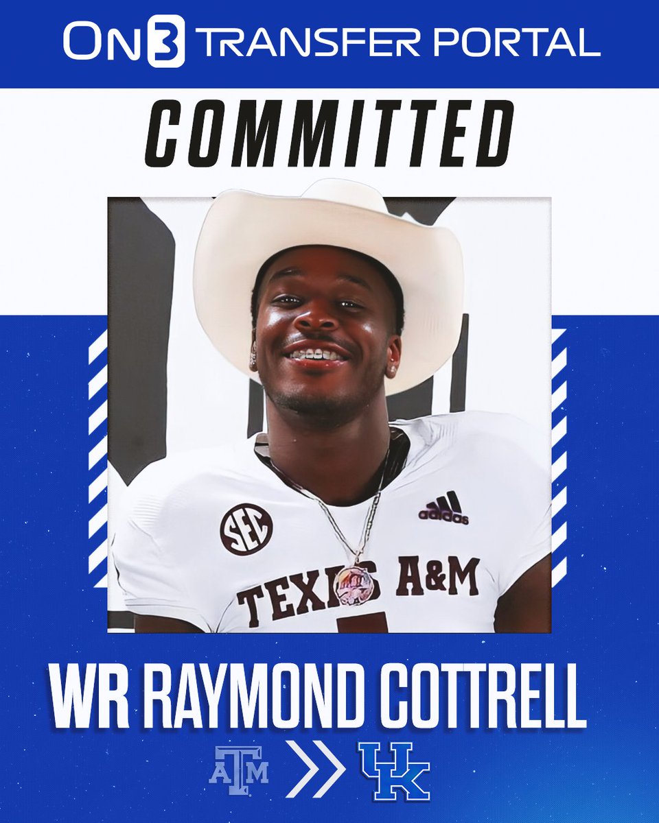 "Kentucky Football Transfer Raymond Cottrell" "Texas A&M Transfer WR