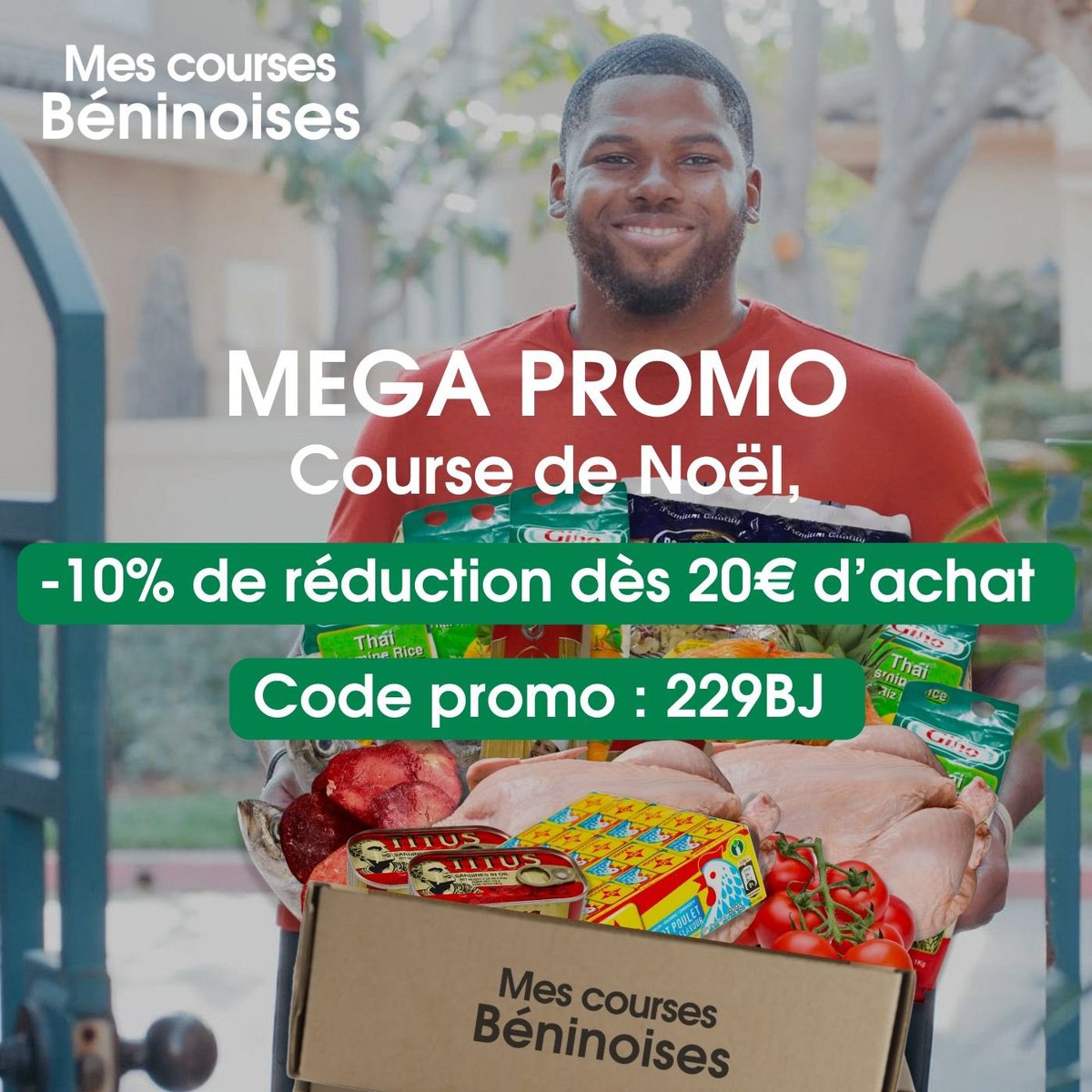 MBeninoises's tweet photo. C’est la période idéale pour faire plaisir à vos proches au #Bénin 🇧🇯 
MEGA PROMO DE FIN D’ANNÉE : -10% sur votre commande de Noël 🎄
Visitez nôtre supermarché ici : https://t.co/sk28yeaj04 https://t.co/ox784LjlCM
