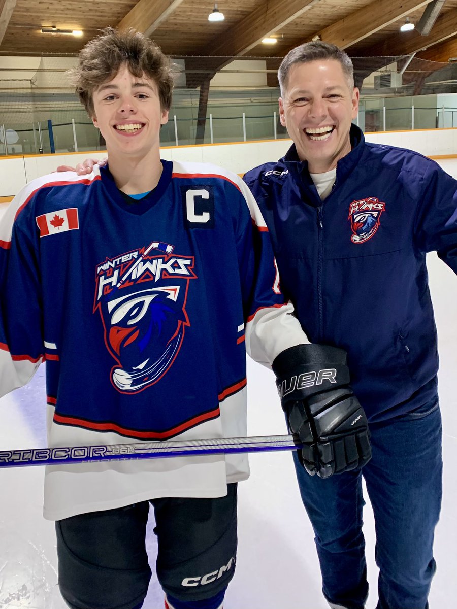 The Captain and the Coach. Enjoying volunteering as head coach for Hayden’s U18 - A1B team this season. Icing on the cake is a great volunteer team of assistant coaches/team manager and talented players who chose Hayden as their “C”. See you at the rink. And go Hawks!