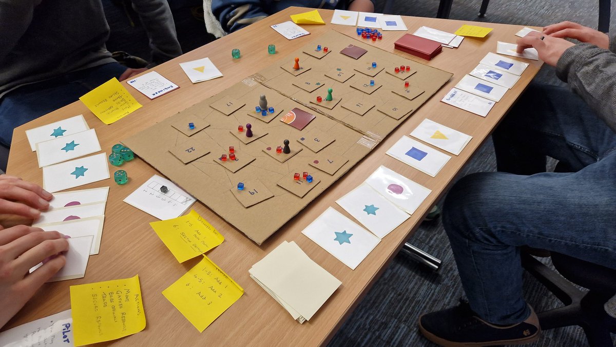 Shoutout to my awesome DES313 classmates and <a href="/MonaBozdog/">Mona</a> for taking the time to playtest my board game prototype, "Defiance", the other day in uni! Lots of great feedback that will go forward into the next iteration 😁🚀
