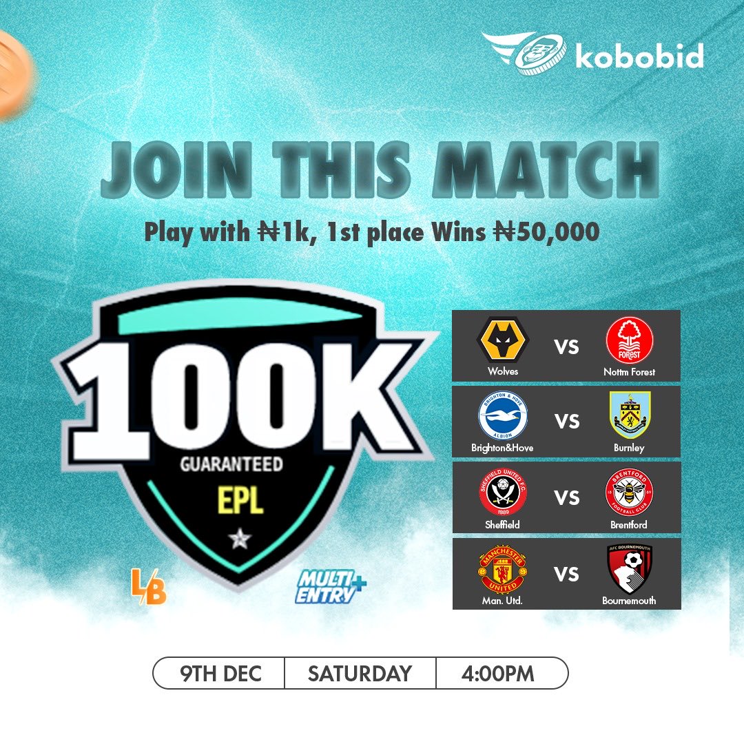 Interesting pairings in today’s Premier League fixture, but how will that put food on your table?🤔 Well, Mafo! ⁦@kobobid⁩ is there for you…Play #KobobidFootballFantasy with as low as 1k to stand a chance to win big. 👇🏽 kobobid.com/fantasy/657024… No money? Drop aza