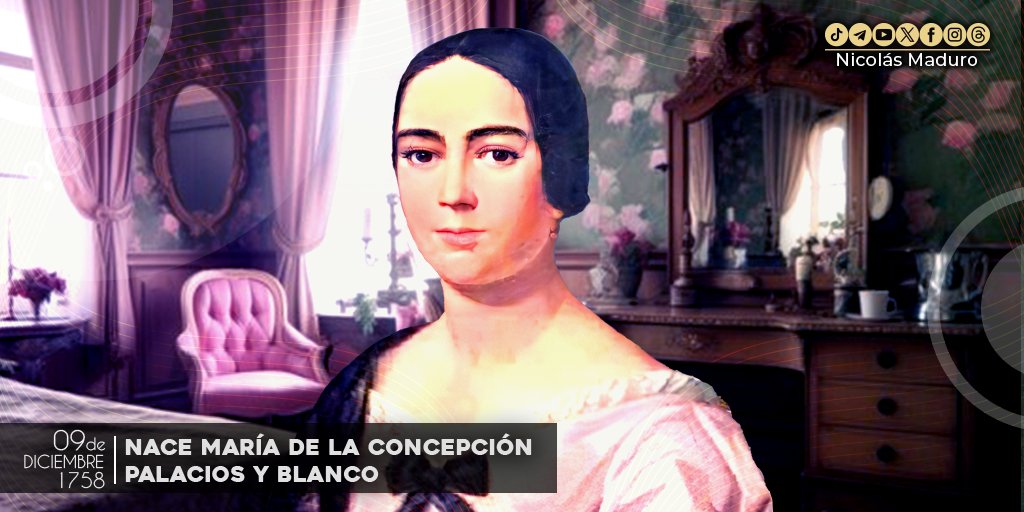 NicolasMaduro's tweet photo. Conmemoramos 265 años del nacimiento de María de la Concepción Palacios y Blanco, la mujer que trajo al mundo a Simón Bolívar, el hombre más grandioso de nuestro continente. Ella, una dama amorosa y dedicada a su familia. https://t.co/YSRADRfcmG