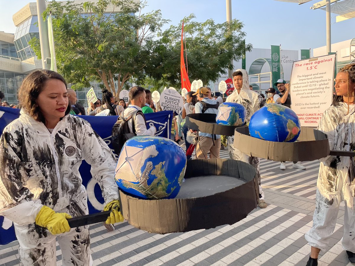 meganrowling's tweet photo. At #COP28 in Dubai, activists held a march calling for #climatejustice, a phase-out of fossil fuels, nature protection, human rights and more climate finance. Many also demanded a ceasefire in Gaza. Here’s what it looked like! https://t.co/WP6V5C0LdS