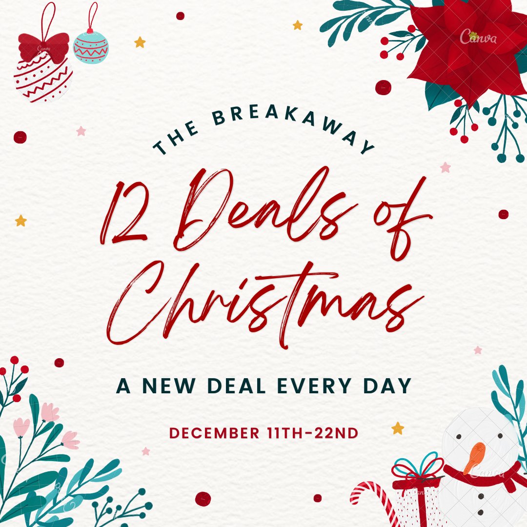 breakaway_sc's tweet photo. The Breakaway 12 Deals of Christmas Sale starts Monday! A new awesome deal everyday all the way until December 22nd. Checkout our website https://t.co/8DNxauSGys December 11th at 10AM for the 1st Deal of Christmas! https://t.co/egagvcGuLN