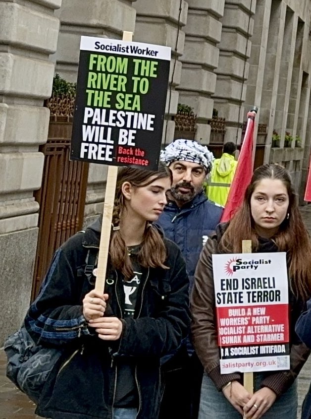 Well, I had lots of interesting experiences in London wandering around the beginning of a “From the River to the Sea” protest.  

Socialist &amp; Communist Parties— everywhere! More communist/socialist organizing tents than Palestinian ones (who is funding those groups?). Open calls