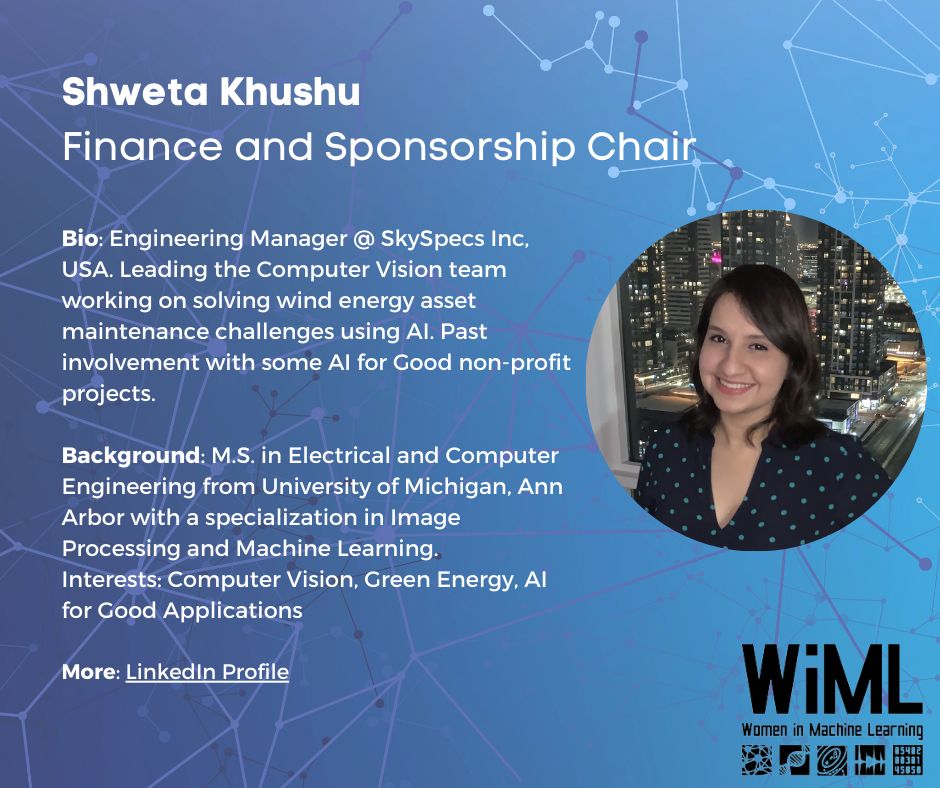 Join us in thanking Shweta Khushu who was instrumental in securing sponsorships and organised our finances for this years WiML workshop! #NeurIPS2023 Register here: buff.ly/46TTUXr