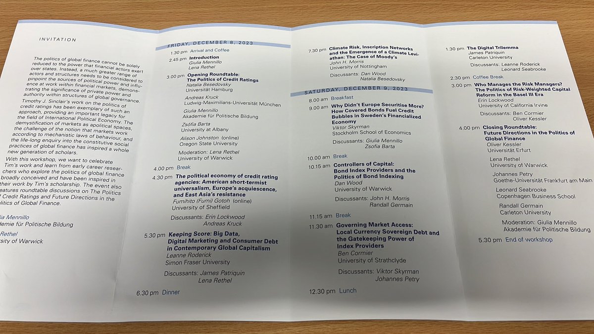 giulia_mennillo's tweet image. Thank you so much to all the speakers, paper givers, discussants and participants for their invaluable contribution this weekend at the @APBTutzing: Tim Sinclair‘s legacy is alive in the #IPE of Finance! @RIPEJournal @uniofwarwick