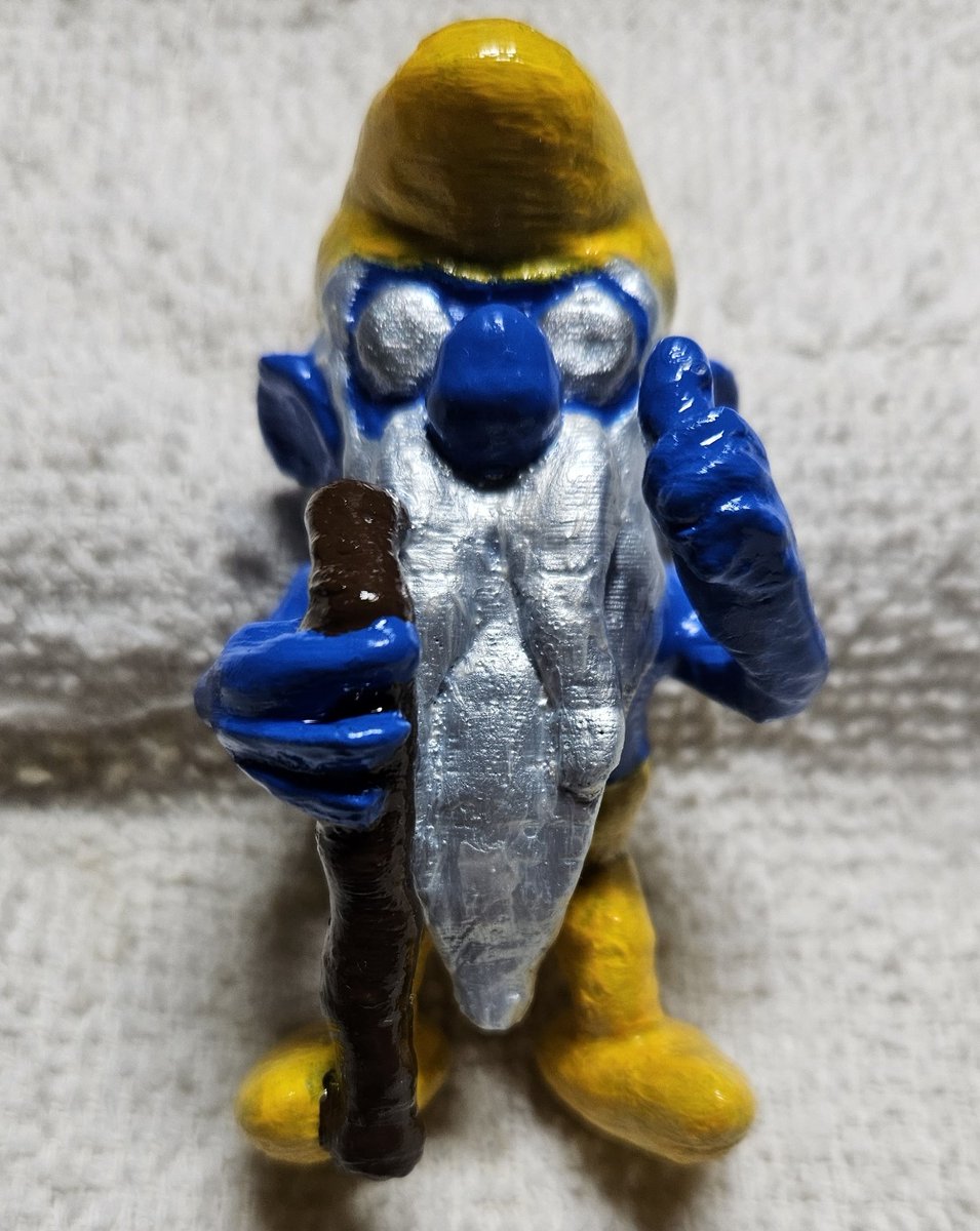 3D printed and painted Grandpa Smurf . . . . #smurf #smurfs #3d #3dprint #3dprinting #3dprinted #3dprinter #grandpasmurf