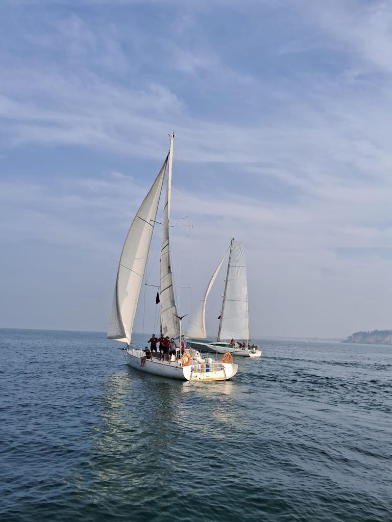 An Ocean Sailing expedition from Goa to Kochi & back was flagged off 06 Dec 23. A crew of nine cadets & three officers are undertaking the challenging & adventurous task of sailing in Open Ocean covering over 334 nautical miles on each leg of the expedition. #75GYC